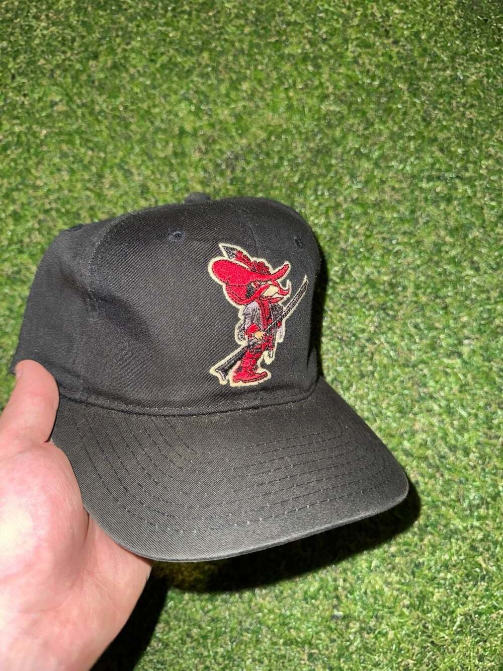 Vintage Embroidered Mascot Hat Cap Black